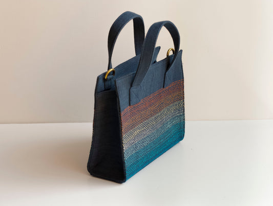 Handwoven & Embroidered Stripe Cotton Bag