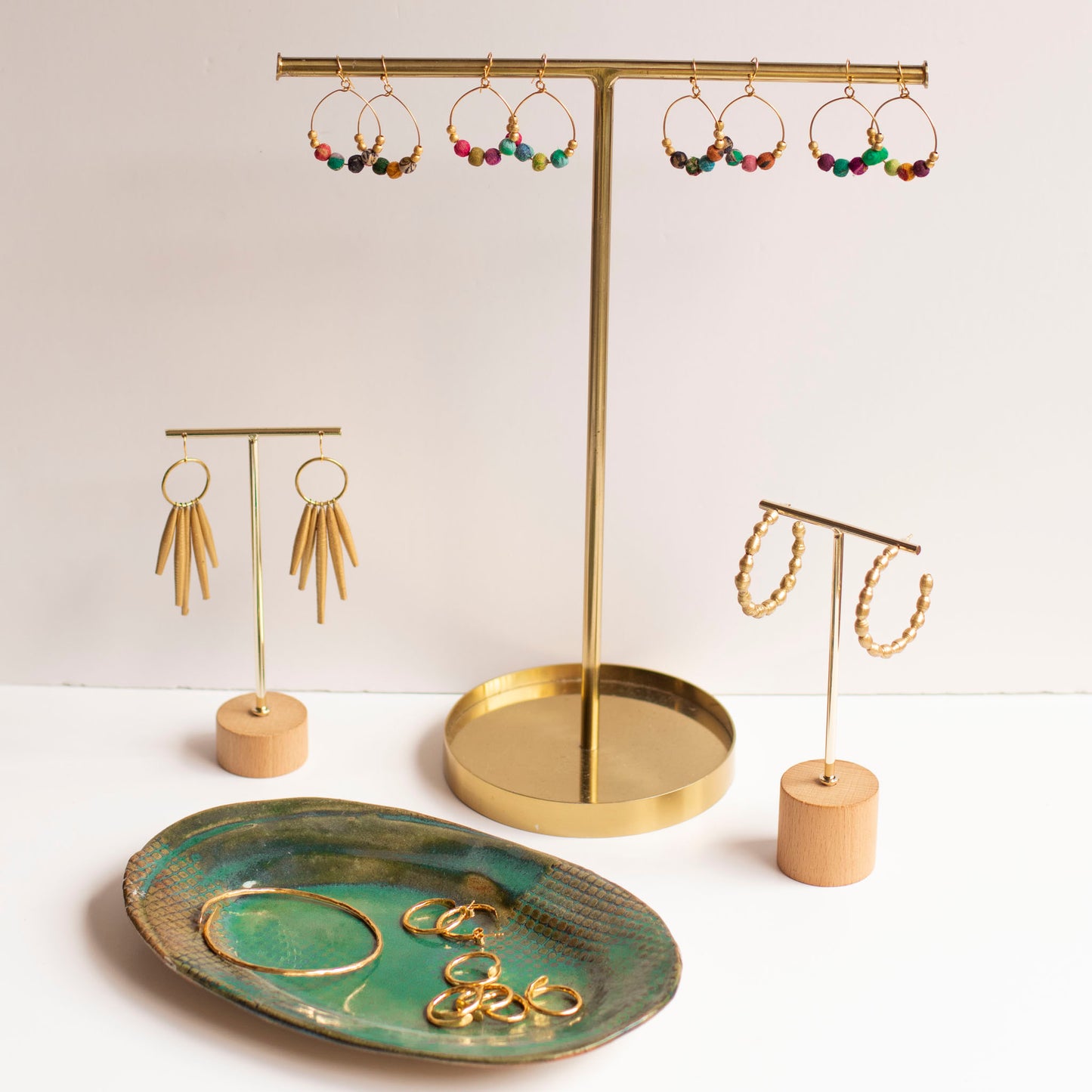 Recycled Paper Golden Circle Earrings