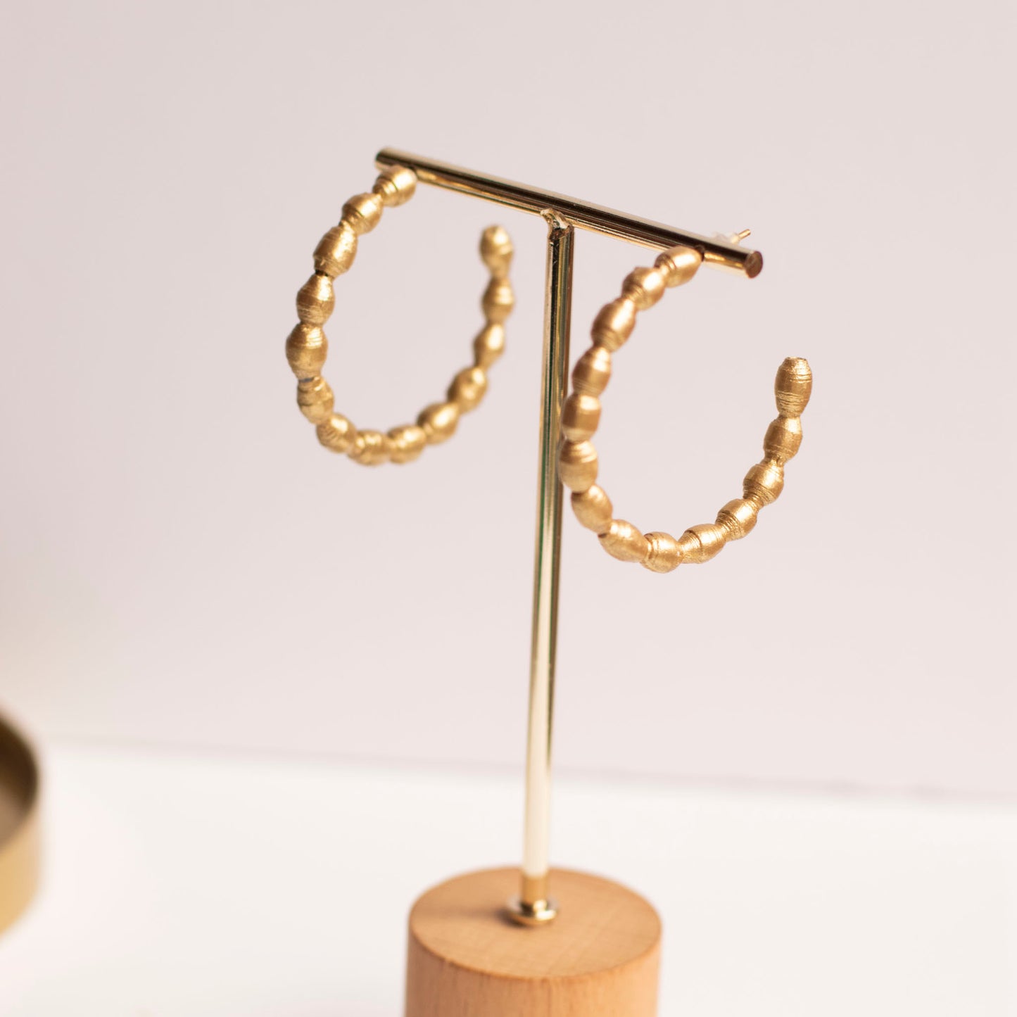 Recycled Paper Golden Hoop Earrings