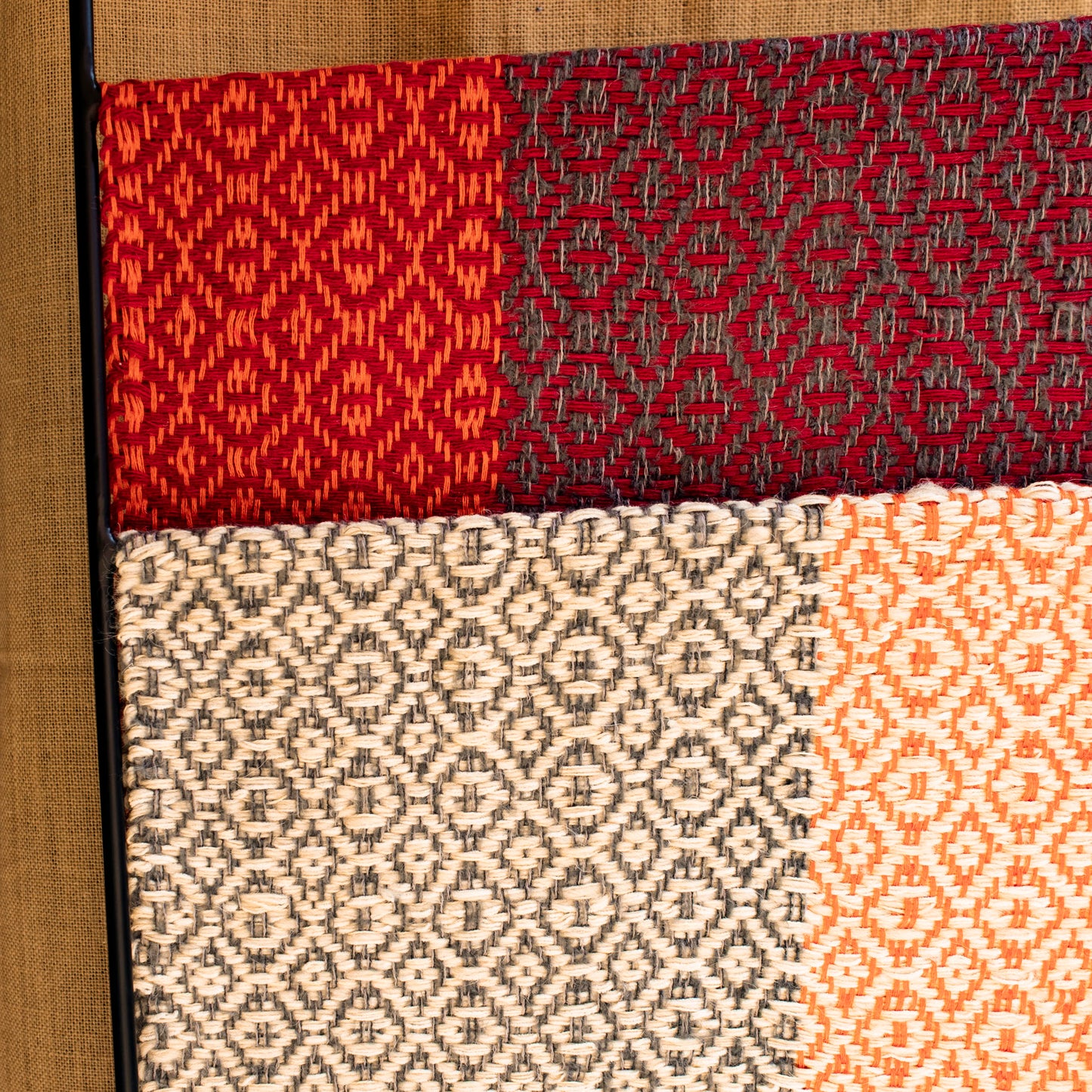 Hand Woven Wool & Silk Scarf Burgundy/Orange