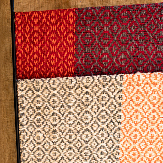 Hand Woven Wool & Silk Scarf Burgundy/Orange