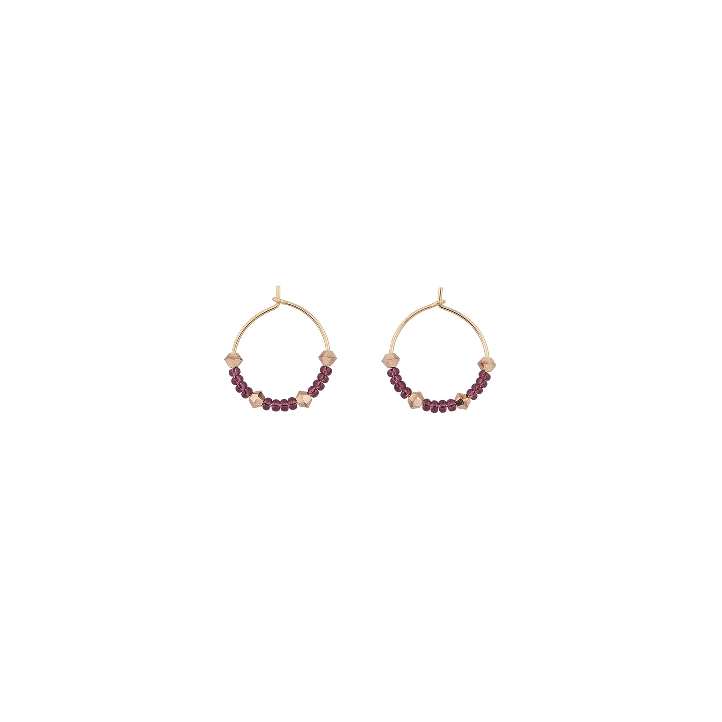 Handmade Cystal Hoops Aubergine, XS
