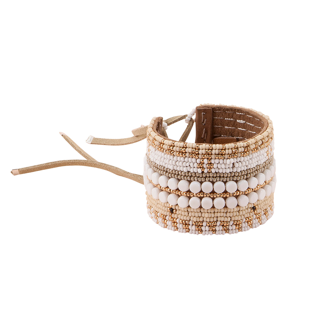 Handmade Beaded Eclectic Leather Cuff