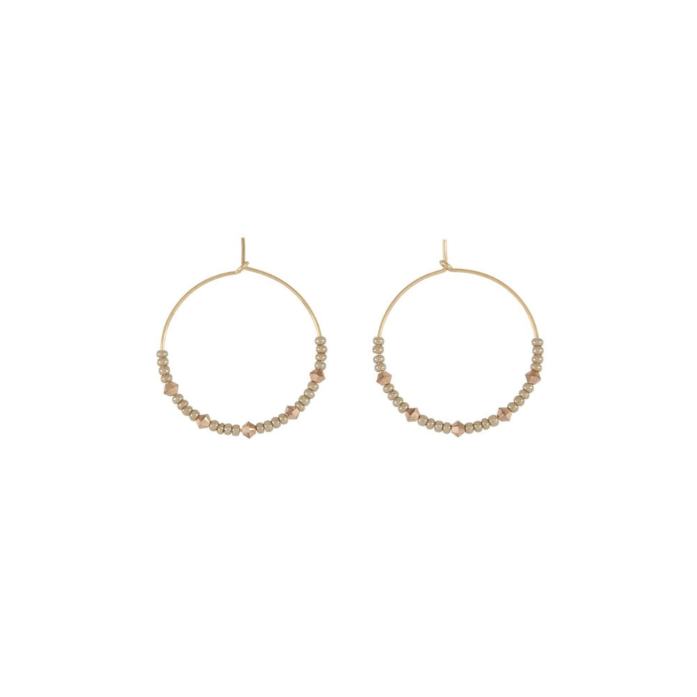 Handmade Crystal Hoops Taupe, Small