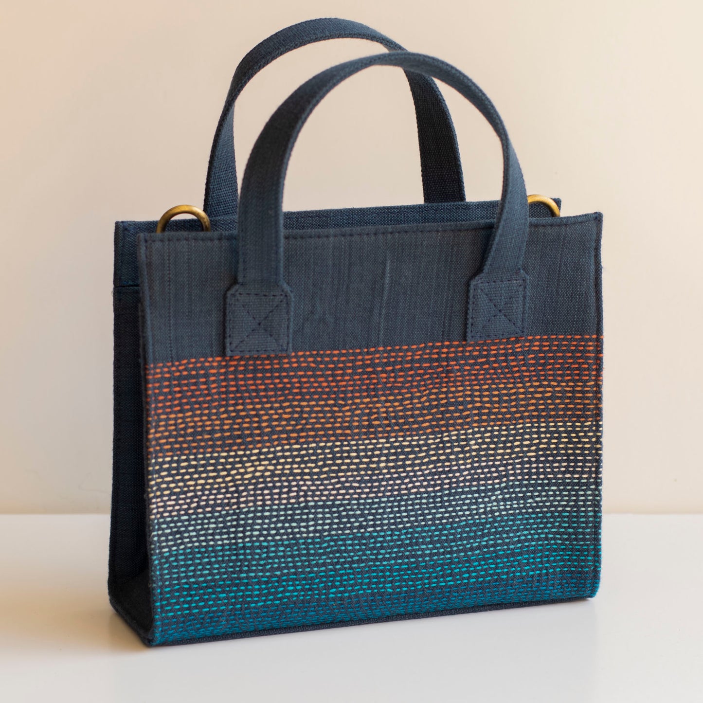 Handwoven & Embroidered Stripe Cotton Bag