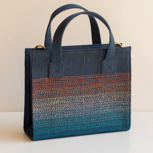 Handwoven & Embroidered Stripe Cotton Bag