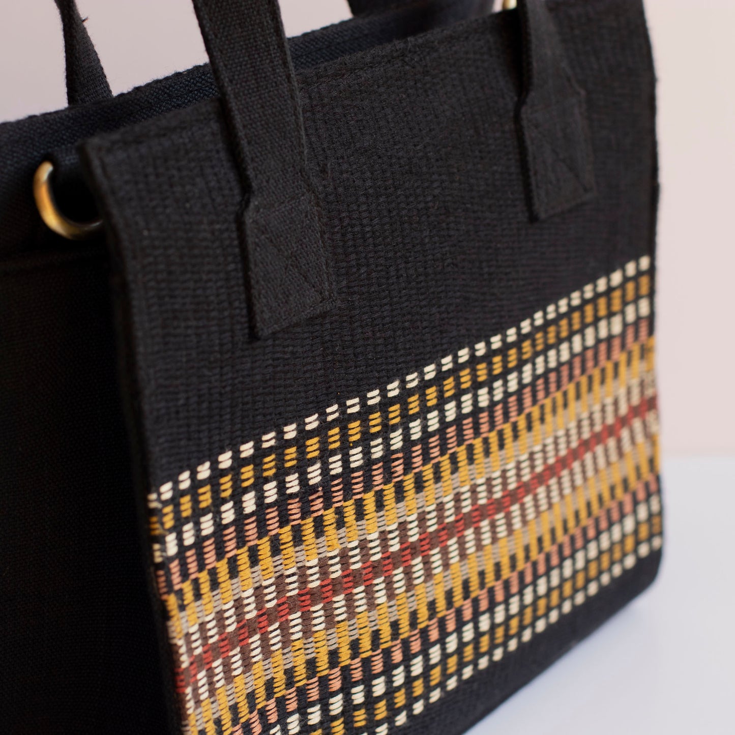 Handwoven Black Multi Cotton Bag
