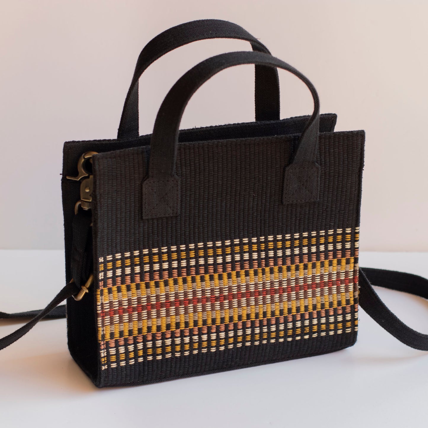 Handwoven Black Multi Cotton Bag