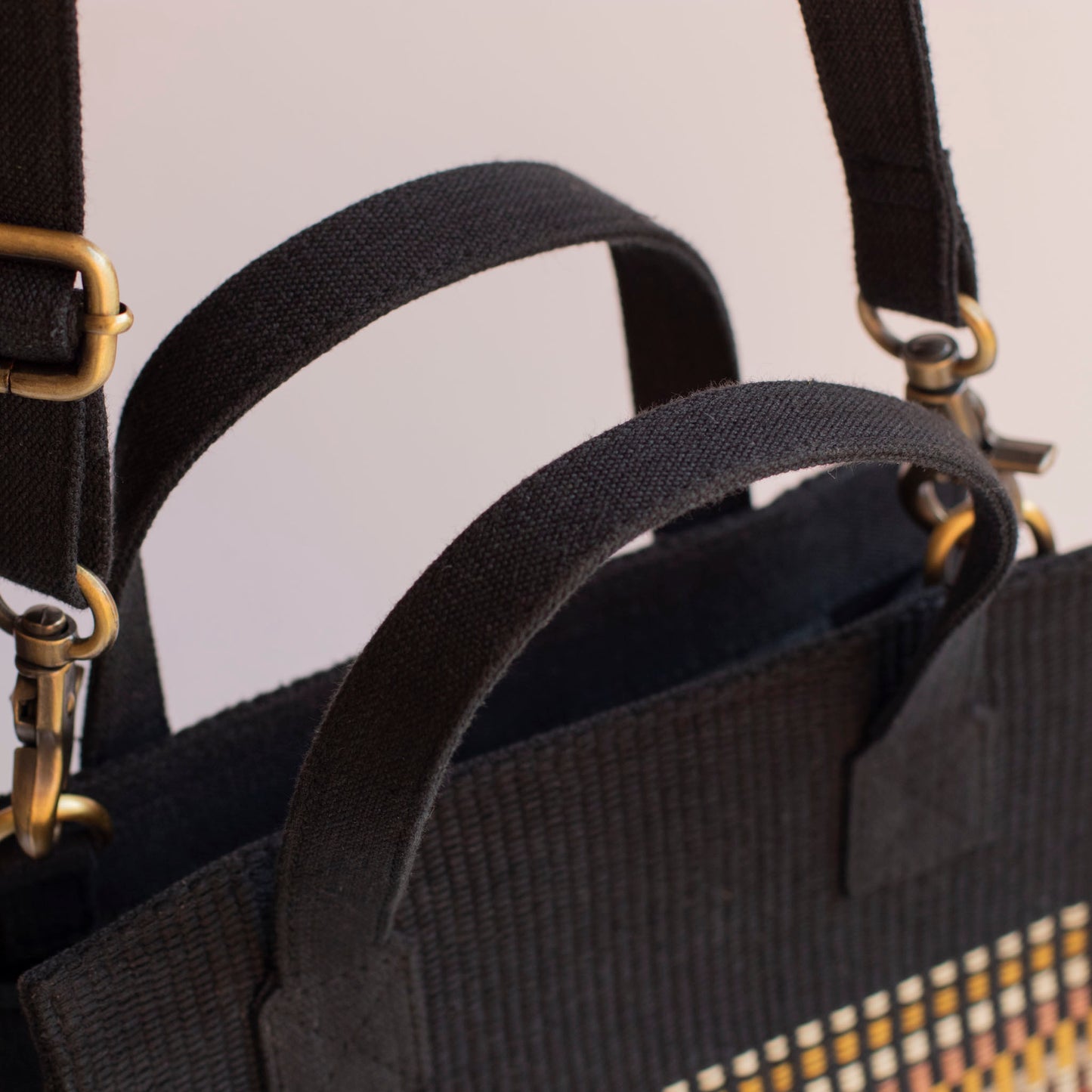 Handwoven Black Multi Cotton Bag