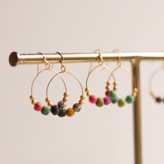 Upcycled Fabric Hoop Earrings