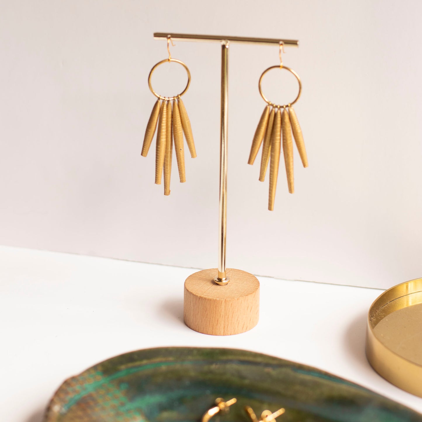 Recycled Paper Golden Circle Earrings