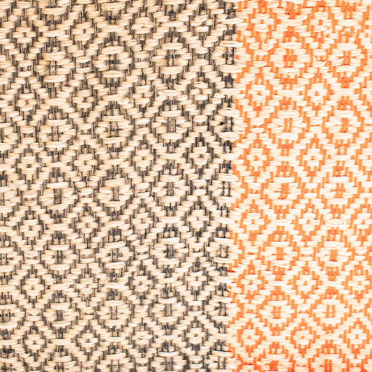 Hand Woven Wool & Silk Scarf Off White/Orange