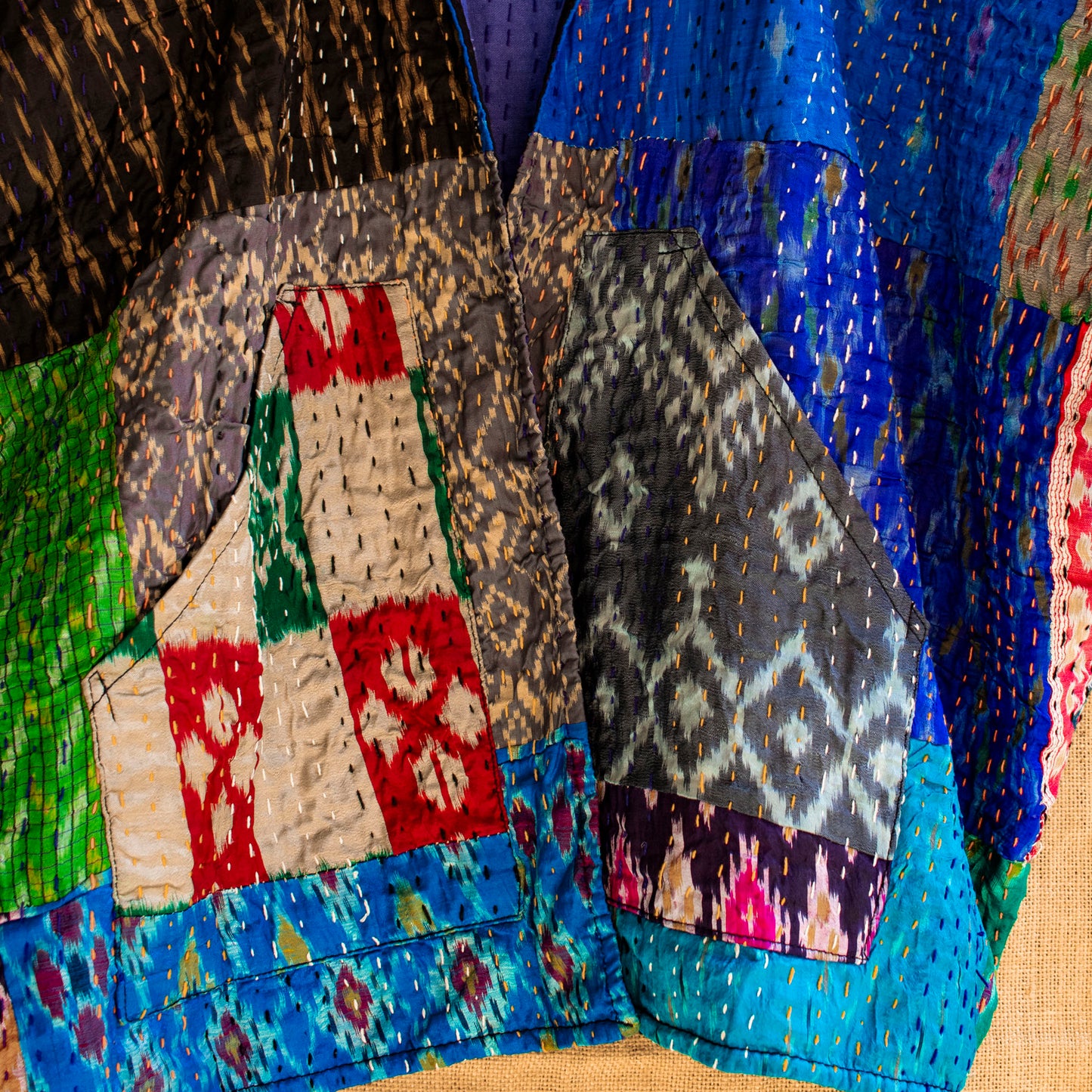 Upcycle & Reversible Silk & Kantha Jacket