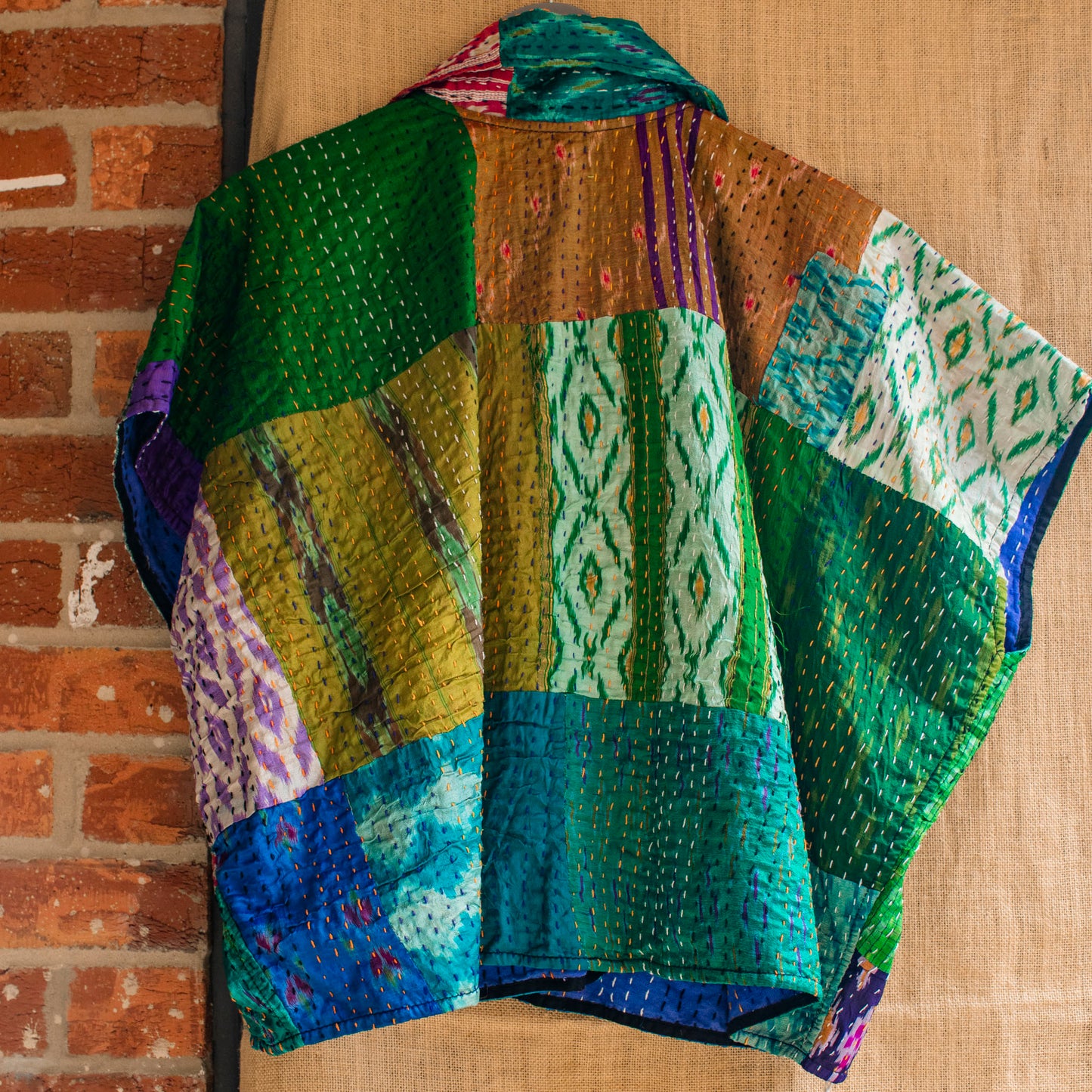 Upcycle & Reversible Silk & Kantha Jacket