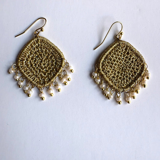 Golden Zardosi Beaded Earrings