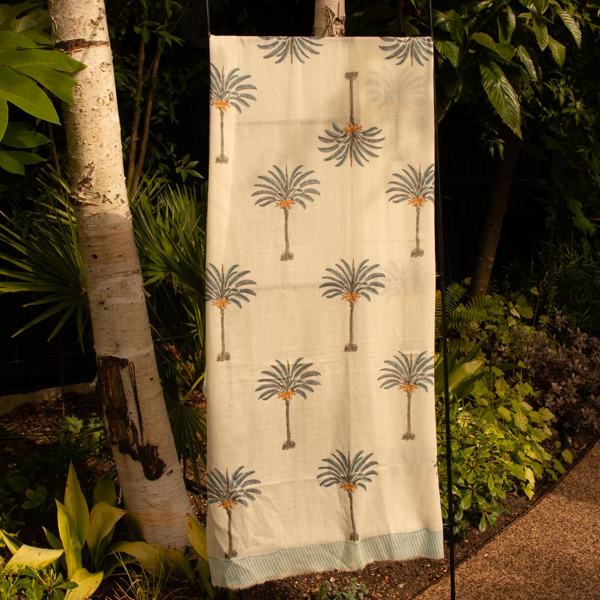 Date Palm Blockprint Wool Scarf