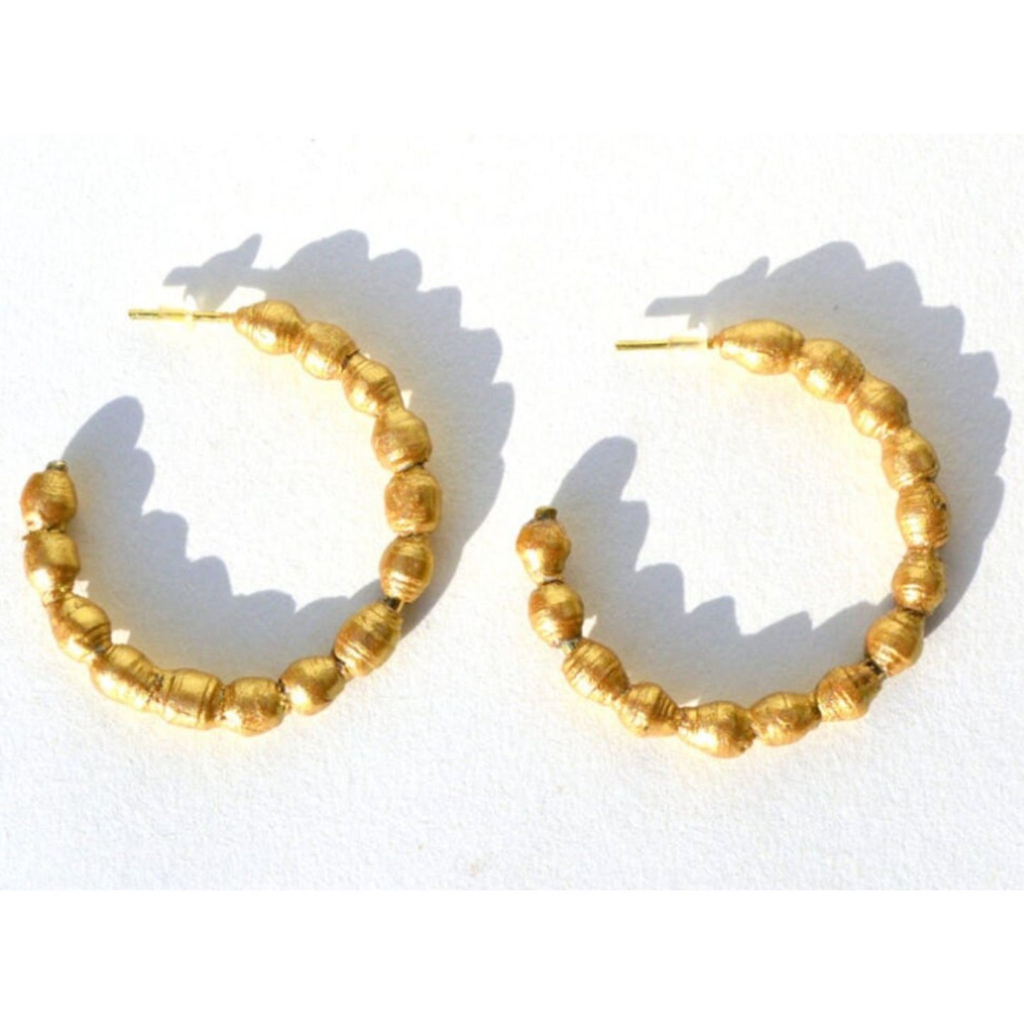 Recycled Paper Golden Hoop Earrings