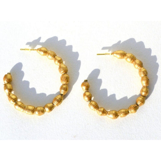 Recycled Paper Golden Hoop Earrings