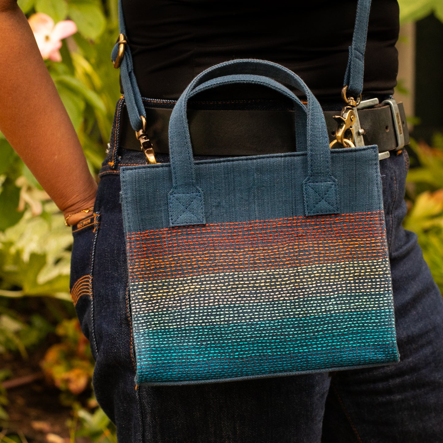 Climate Stripes Handwoven Bag