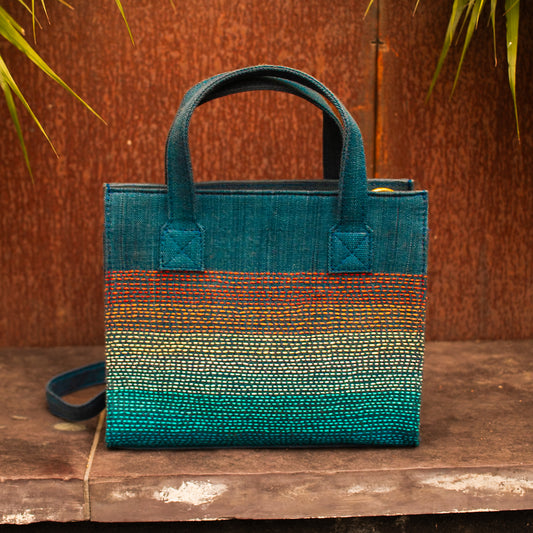 Climate Stripes Handwoven Bag