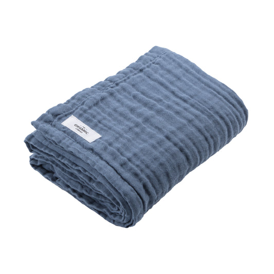 Organic Cotton Fine Guaze Grey Blue Bath Towel