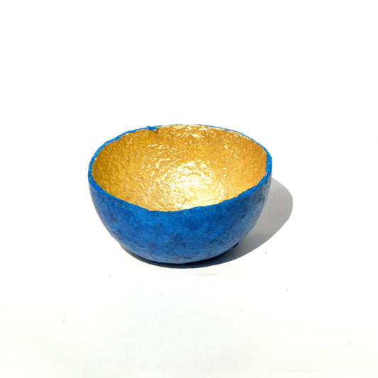 Handmade Recycled paper Gold/Indigo Mini Bowl