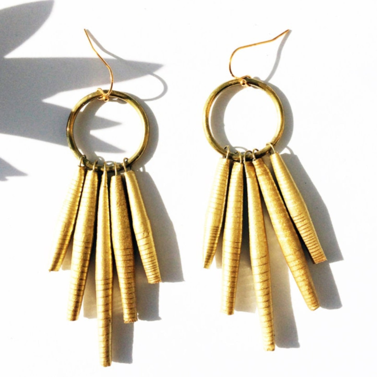 Handmade Recycled Paper Golden Circle Earrings